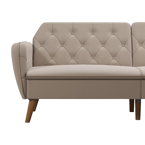 Novogratz Tallulah Memory Foam Futon, Convertible Couch, Camel Faux Leather