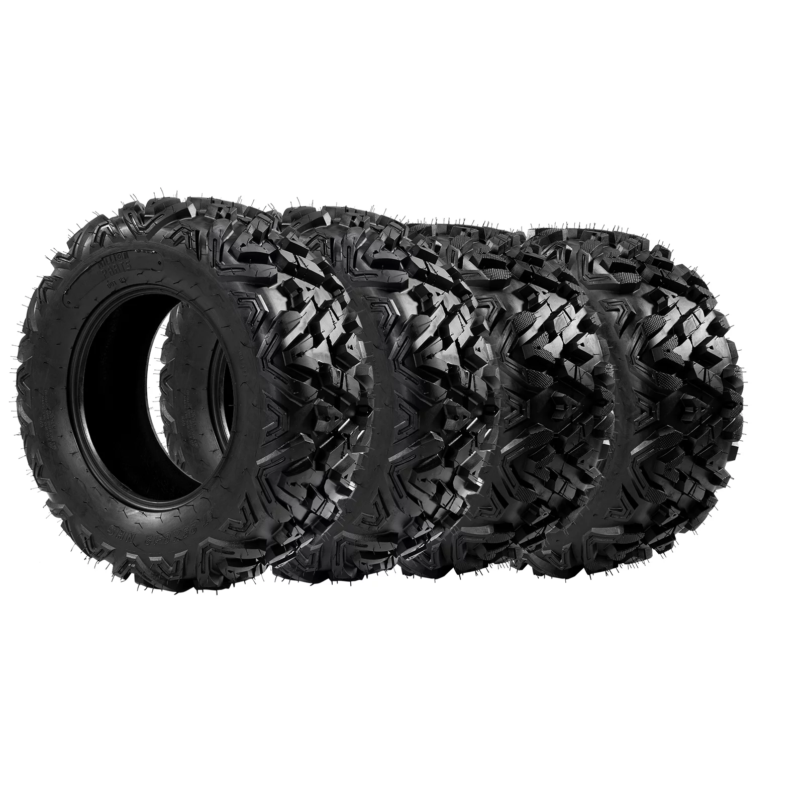 Ktaxon Set of 4 6PR All Terrain ATV UTV Tires, 25x8-12 Front & 25x10-12 Rear, Tubeless