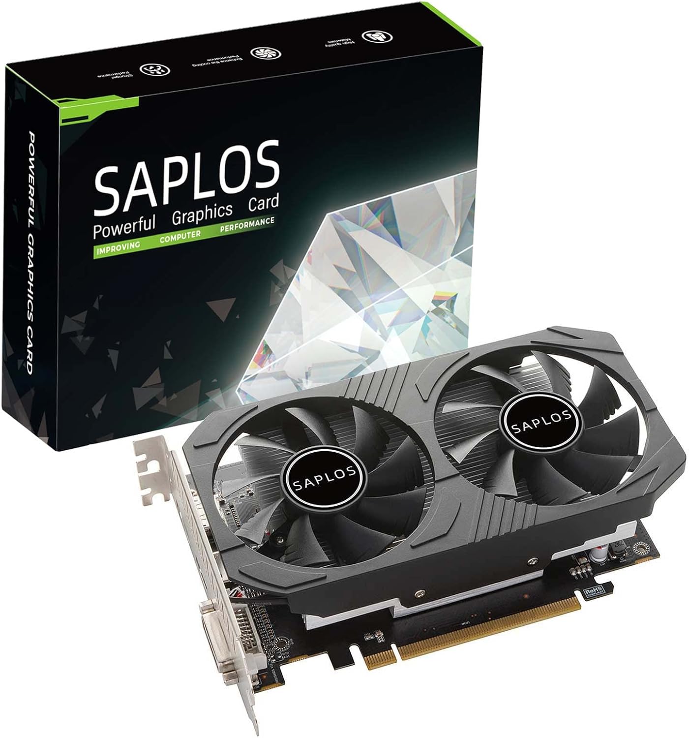 SAPLOS Radeon RX 550 Low Profile Graphics Card, 4GB, GDDR5, 128-bit, VGA/DVI-D/HDMI, Video Card for PC Gaming, 4k@60Hz Output, Computer GPU