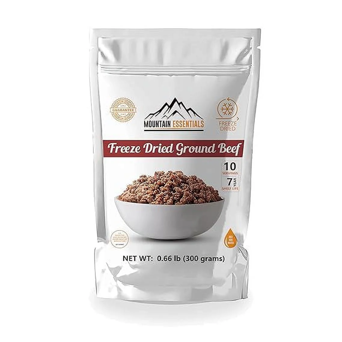 (Pack of 12) MOUNTAIN ESSENTIALS Freeze Dried Ground Beef Fully Cooked | Ready to Eat | No Water Added | No Preservatives | Survival & Emergency Food