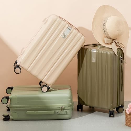 Hanke 29 Inch Luggage Suitcases With Spinner Wheels Lightweight PC hardside Rolling Suitcase With Travel Lock, Checked-Large 29-Inch(Blackish Green)