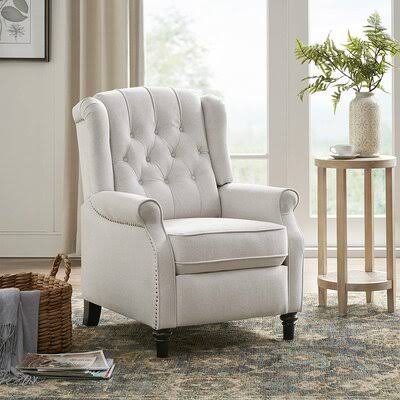 Daubert 29x22 Wide Manual Wing Chair Recliner Alcott Hill Body Fabric: Light Gray Polyester Blend