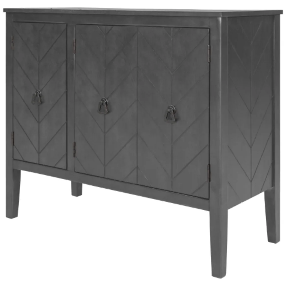 Accent Storage Cabinet Wooden Cabinet with Adjustable Shelf, Antique Gray, Entryway, Living Room, Bedroom Grey + MDF