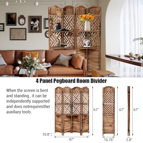 5.6FT Tall Room Divider,Japanese Room Divider 6 Panel Shoji Screen Room Dividers