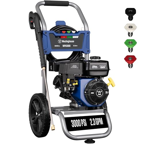 Westinghouse WPX3400 Gas Pressure Washer, 3400 PSI and 2.6 Max GPM, Onboard Soap Tank, Spray Gun and Wand, 5 Nozzle Set