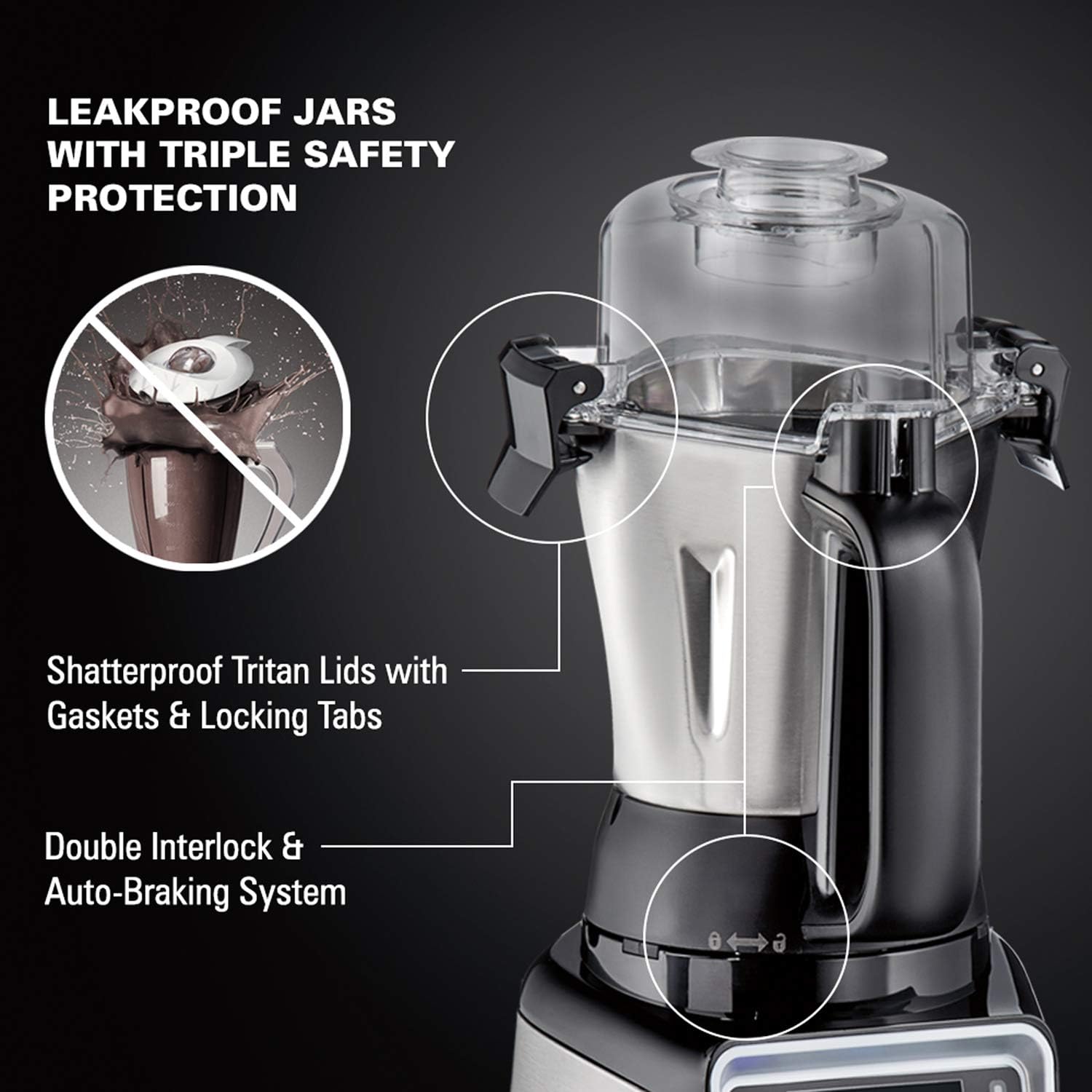Hamilton Beach Professional 4-in-1 Juicer Mixer Grinder, Commercial-Grade 1400 Watt Motor, 120V, 3 Leakproof Jars, For Wet and Dry Spices