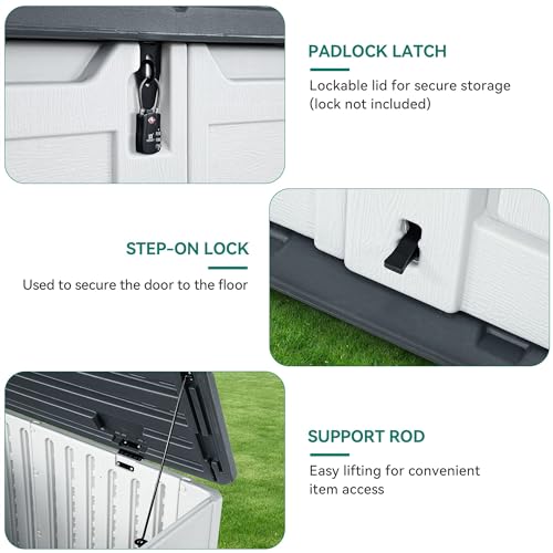 YITAHOME Outdoor Horizontal Storage Sheds w/o Shelf, Weather Resistant Resin Tool Shed, Multi-Opening Door for Storage of Bike, Trash Cans