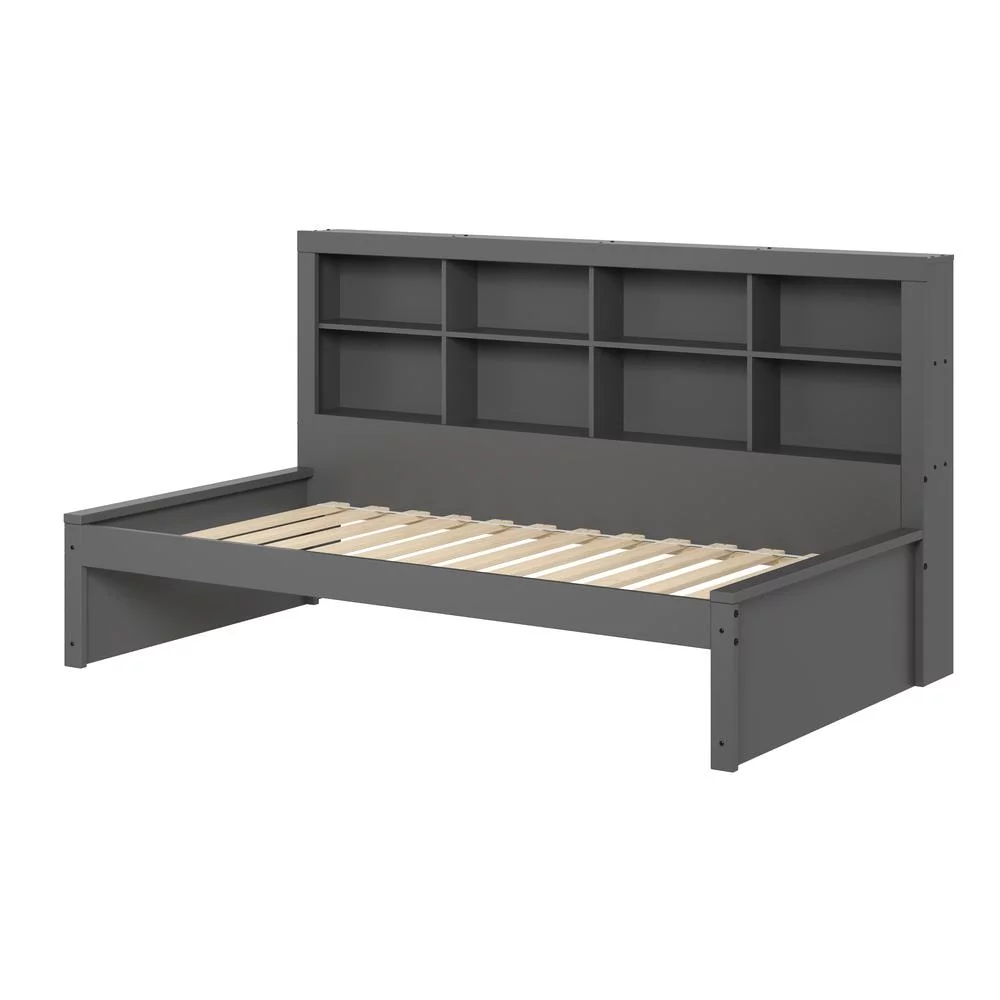 Twin Bookcase Day Bed in Dark Grey