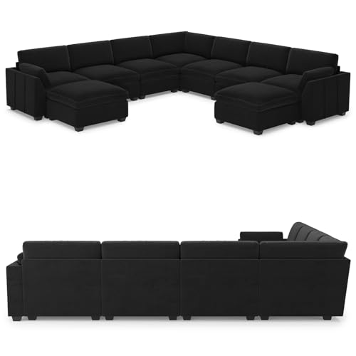 Belffin Extra Large Modular Sectional Sofa,106.3" 4-Seater L Shaped Couch,Velvet Convertible Sectional Couches for Living Room