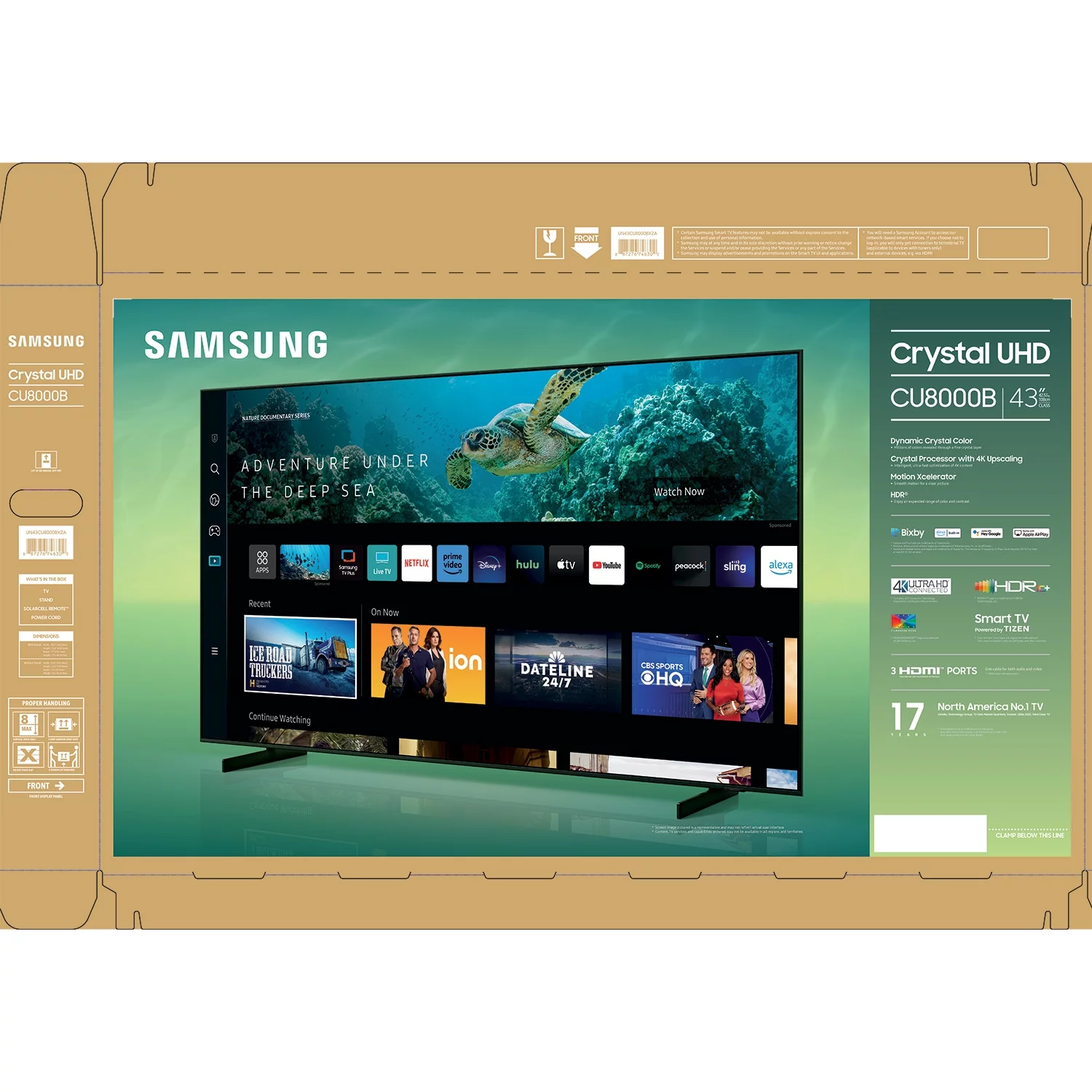 SAMSUNG 43 Class CU8000B Crystal UHD 4K Smart Television UN43CU8000BXZA