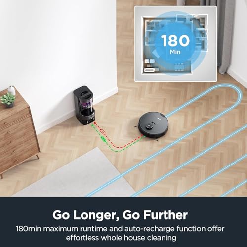 Eureka Robot Vacuum with Bagless Self Emptying Station, 2 in 1 Robotic Vacuum and Mop Combo, 60-Day Capacity, 4000Pa Suction, Auto Lifting Mop