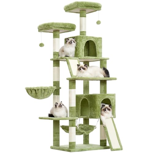 Cat Tree for Indoor Cats, 71'' (180cm) Multi-Level Cat Tower for Large Adult, Sturdy Cat Tree House with 2 Scratching Boards 7 Posts