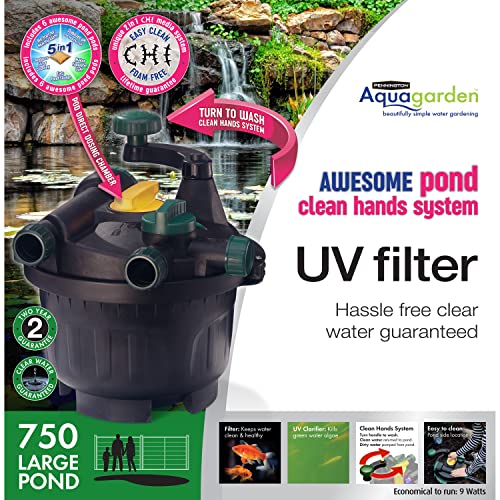 Pennington Aquagarden, Awesome Pond Clean Hands System, Pond Filter, Foam Free, Containing Mechanical & Biological Filtration