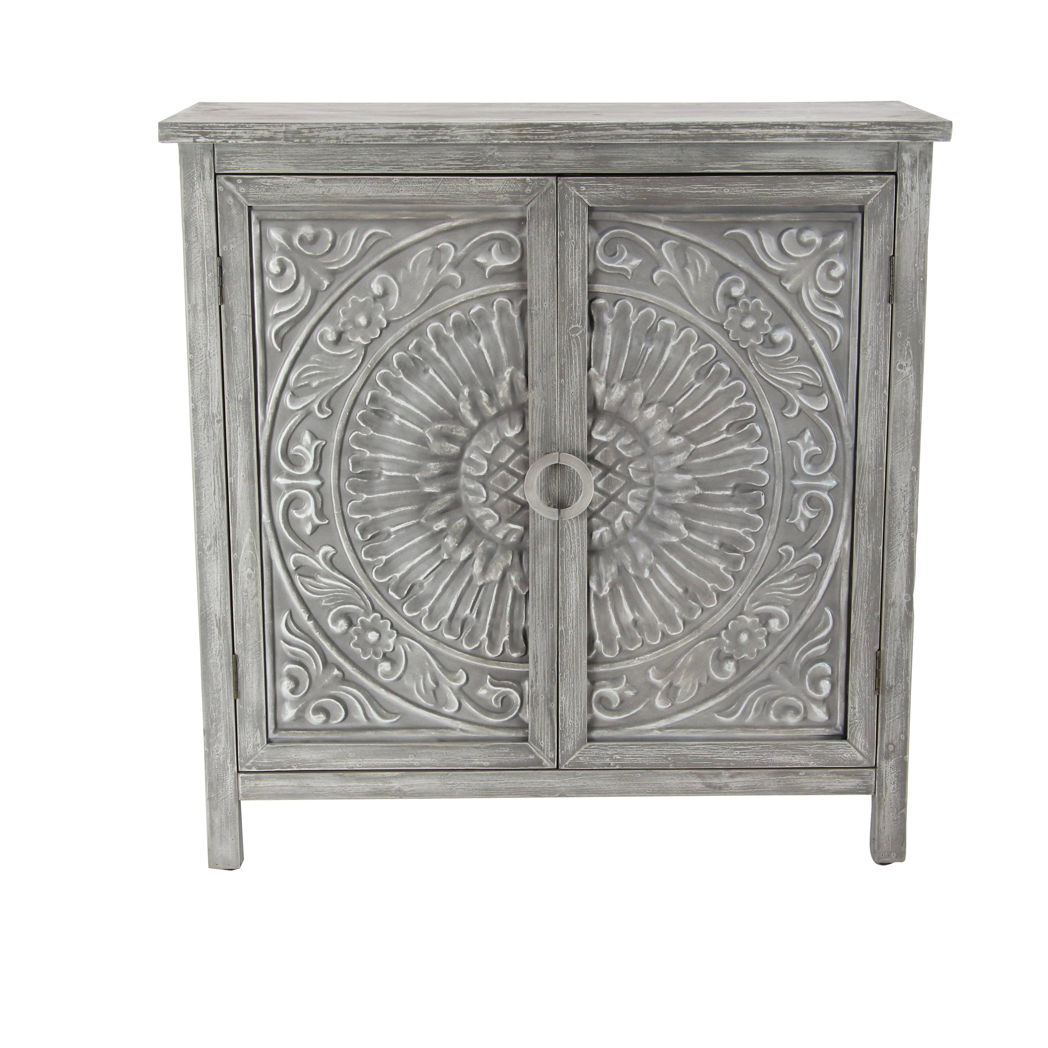 Decmode Traditional Carved Design 2 Door Wooden Cabinet