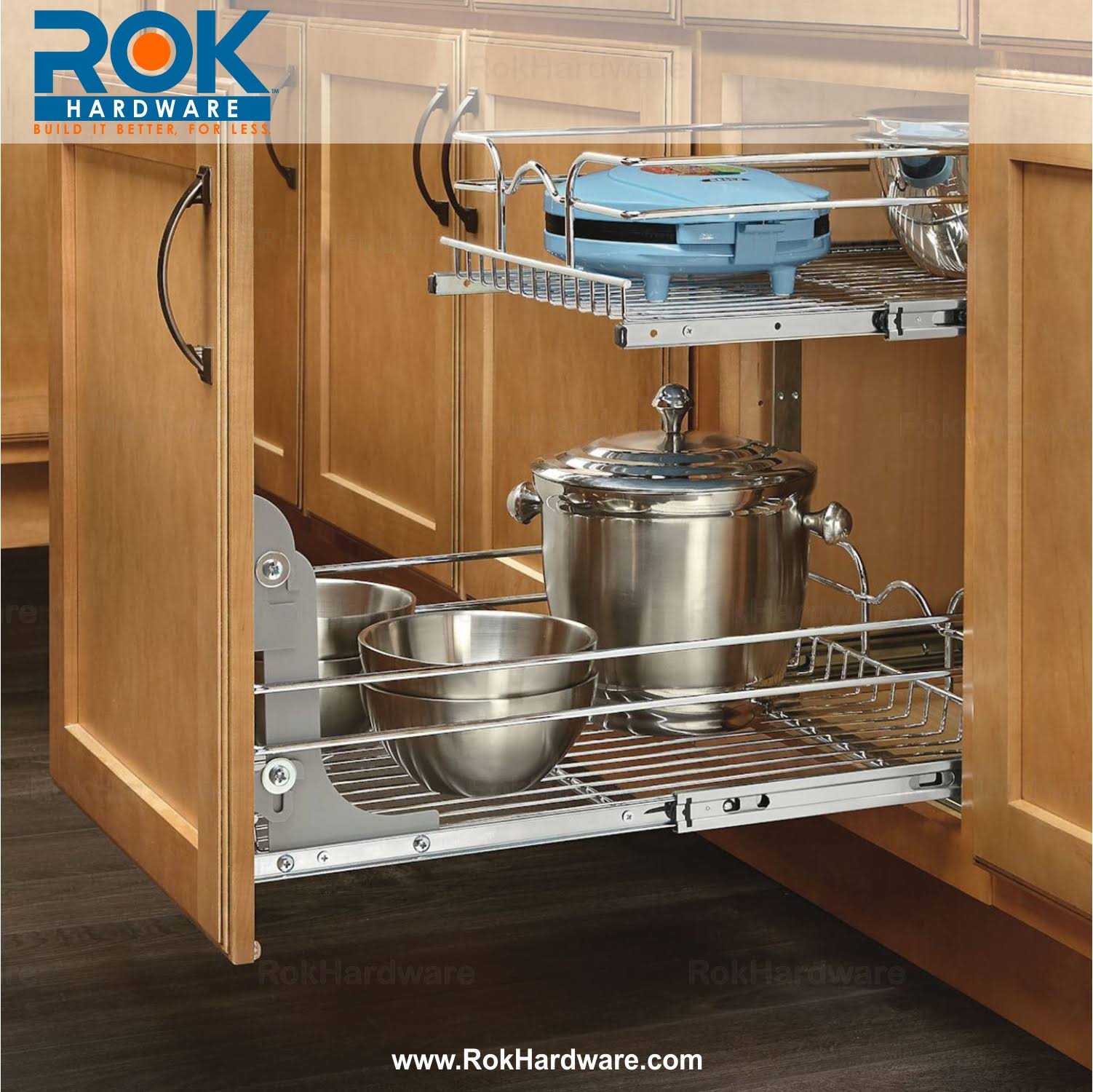Rev-A-Shelf 9-Inch Pullout 2 Tier Wire Basket Cookware Cabinet Organizer