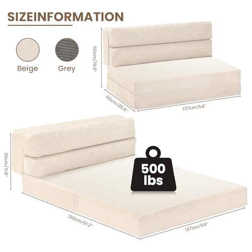 Folding Sofa Bed, Convertible Sleeper Chair with Pilow Foldable Matress