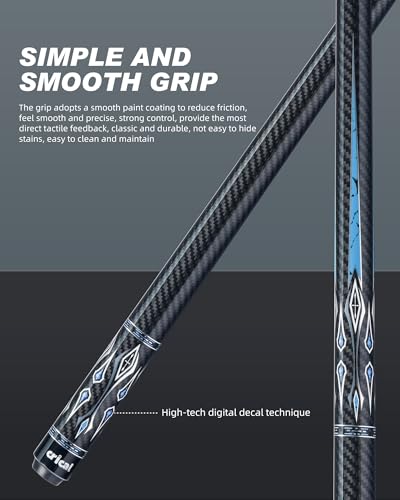 CRICAL Carbon Fiber Pool Cue Stick 58" Billiard Cue Sticks Professional Low Deflection Pool Sticks with 3/8 * 8 Pin Joint and 12.5mm Tip