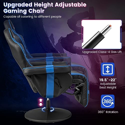 Goplus Massage Gaming Chair, Racing Style Gaming Recliner w/Adjustable Backrest and Footrest