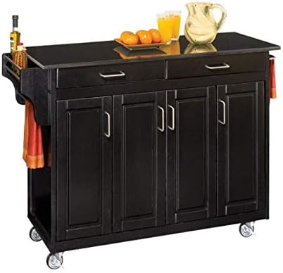 Hawthorne Collections 49 Granite Top Kitchen Cart in Black