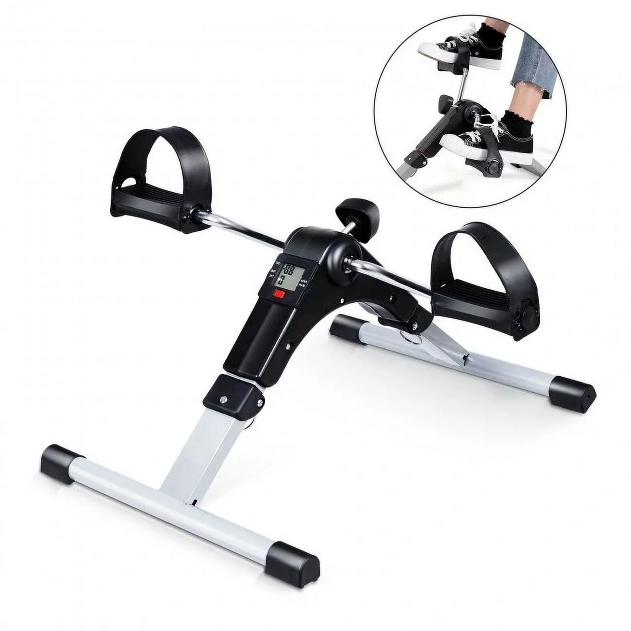 FEIKUQI Indoor Under Desk Arms Legs, Folding Pedal Exercise Bike With Electronic Display