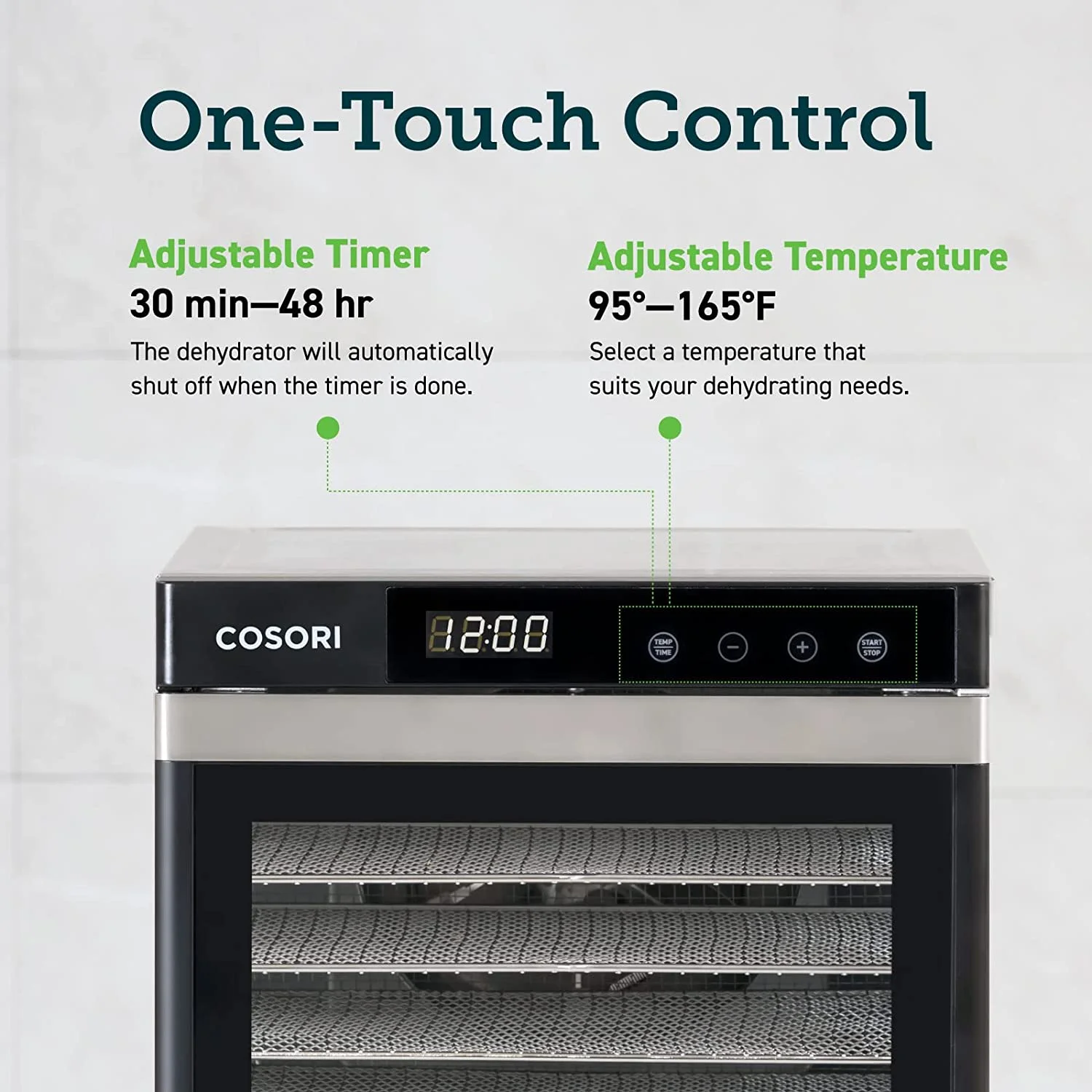 QCAI Food Dehydrator Machine(50 Recipes), 6 Stainless Steel Trays with Digital Timer and Temperature Control& Food Dehydrator Mesh Screen for Jerky