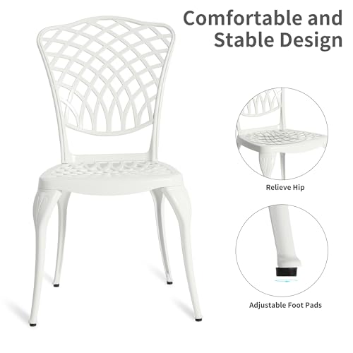 HOMEFUN Bistro Table and Chairs Set of 2 Outdoor 3 Piece Patio Set, Rose Pattern Cast Aluminum Bistro for Garden Balcony