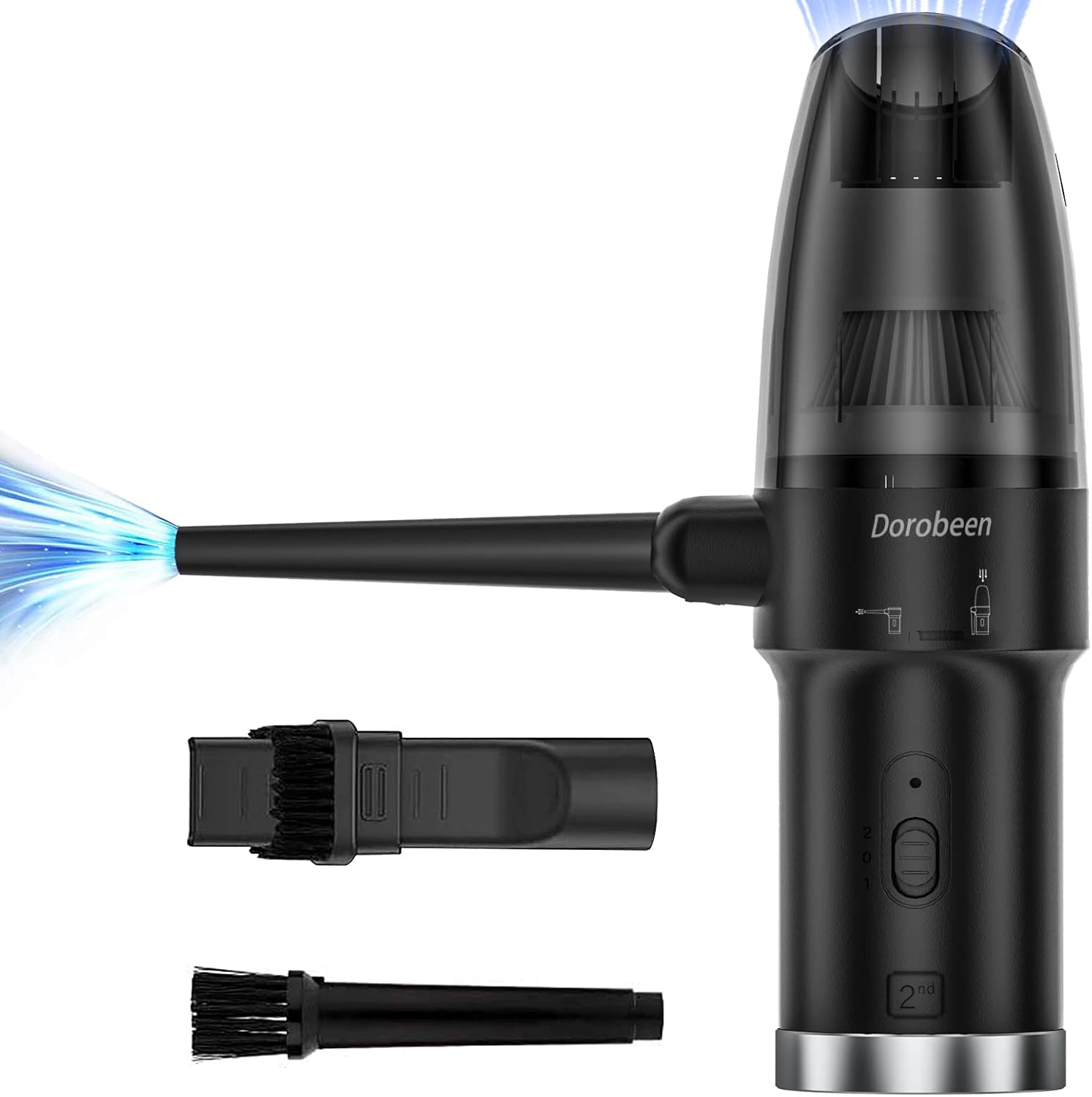 Cordless Air Duster, Blower & Vacuum 2 in 1, Compressed Air Duster, Portable Handheld Electronics Air Duster, Power 77000 RPM Motor, 10000 PA Suction
