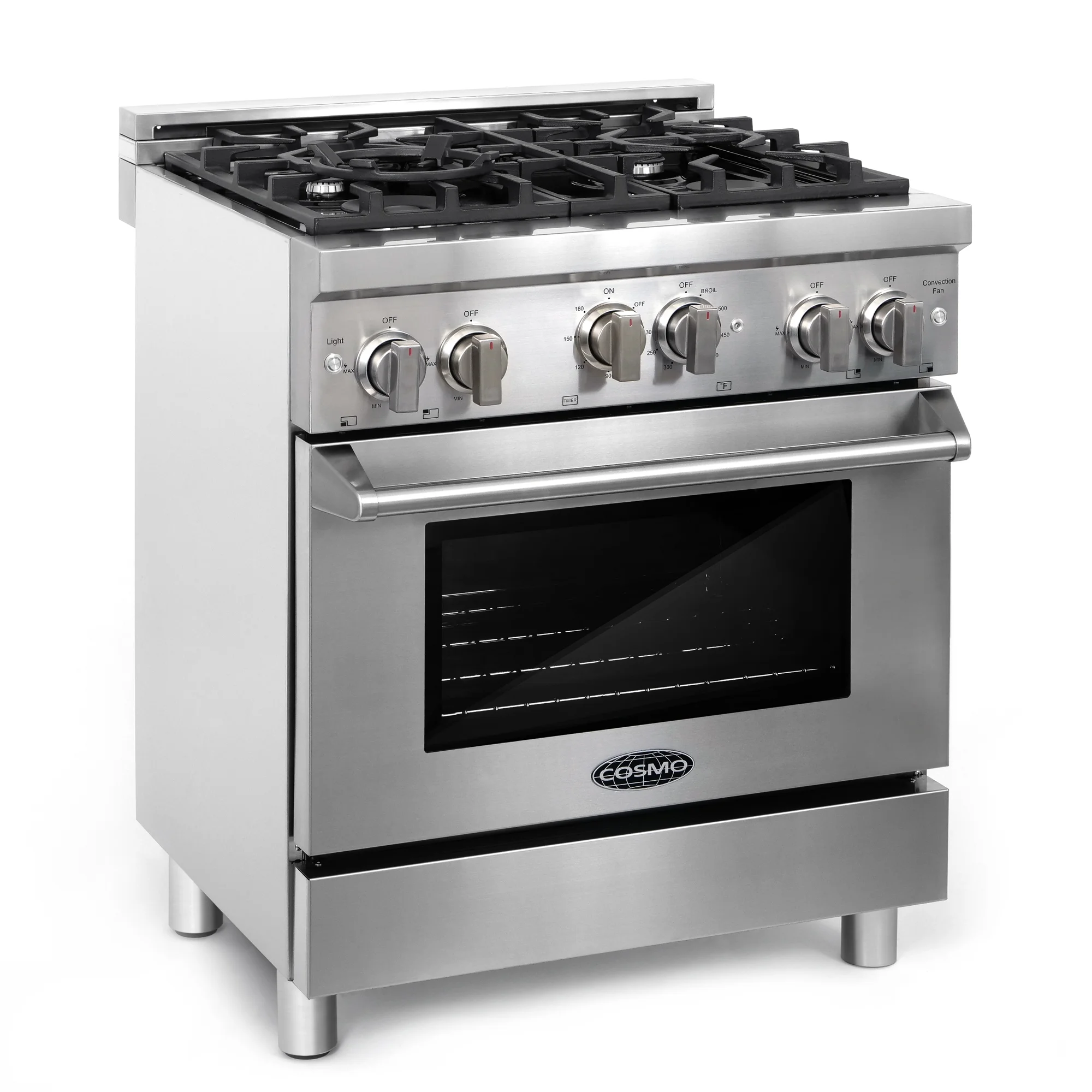 Cosmo 2 Piece Kitchen Appliance Package with 30" Freestanding Gas Range Kitchen Stove & 30" Wall Mount Range Hood Kitchen Hood Kitchen Appliance