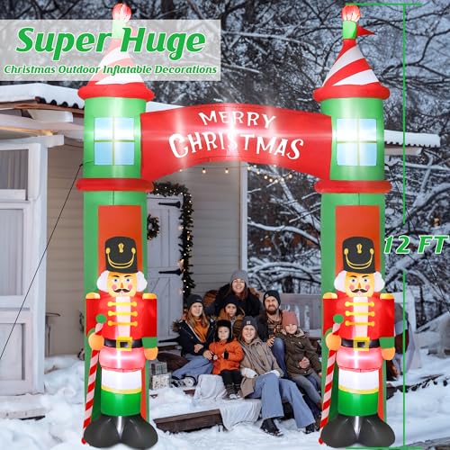 16FT Christmas Inflatable Snowman Outdoor Decorations, Giant Christmas Snowman, Holiday Blow Up Yard Decor with LED Lights