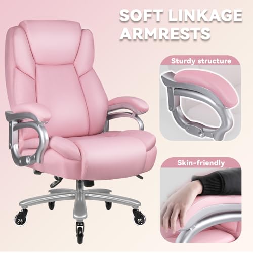 Big and Tall Office Chair 500lbs, Heavy Duty Executive Office Leather Chair for Heavy People
