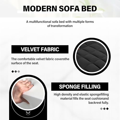 WIIS' IDEA Convertible Sofa Bed,3 in 1 Velvet Sleeper Sofa Pull-Out Bed