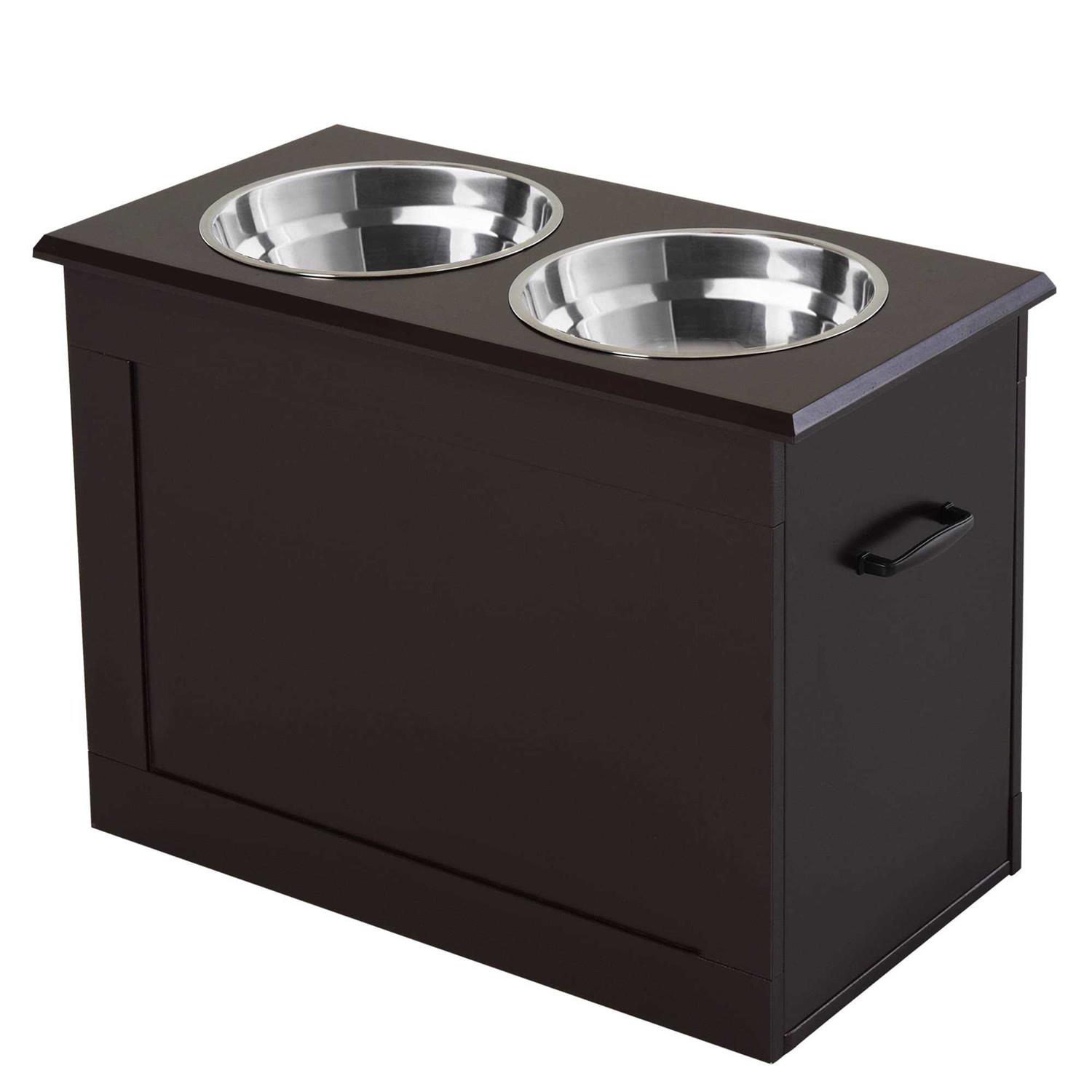 PawHut Raised Pet Feeding Storage Station with 2 Stainless Steel Bowls Base for Large Dogs and Other Large Pets - Pet Supplies online store