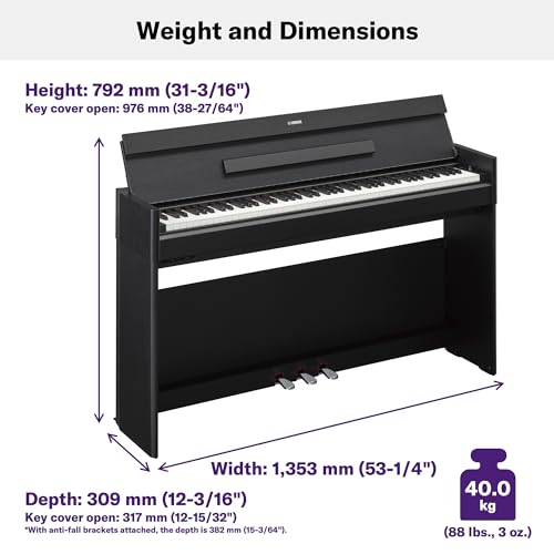 Yamaha Arius, 88-Key Weighted Action Digital Beginner and Intermediate Players, Dynamic Response, Grand Piano Sound, 3-Pedal Unit, Upright Design