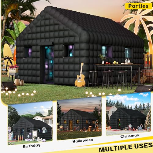 EROMMY 20x16.5x12 FT Large Black Inflatable Nightclub, Blow Up Party Tent Portable with 950W Blower