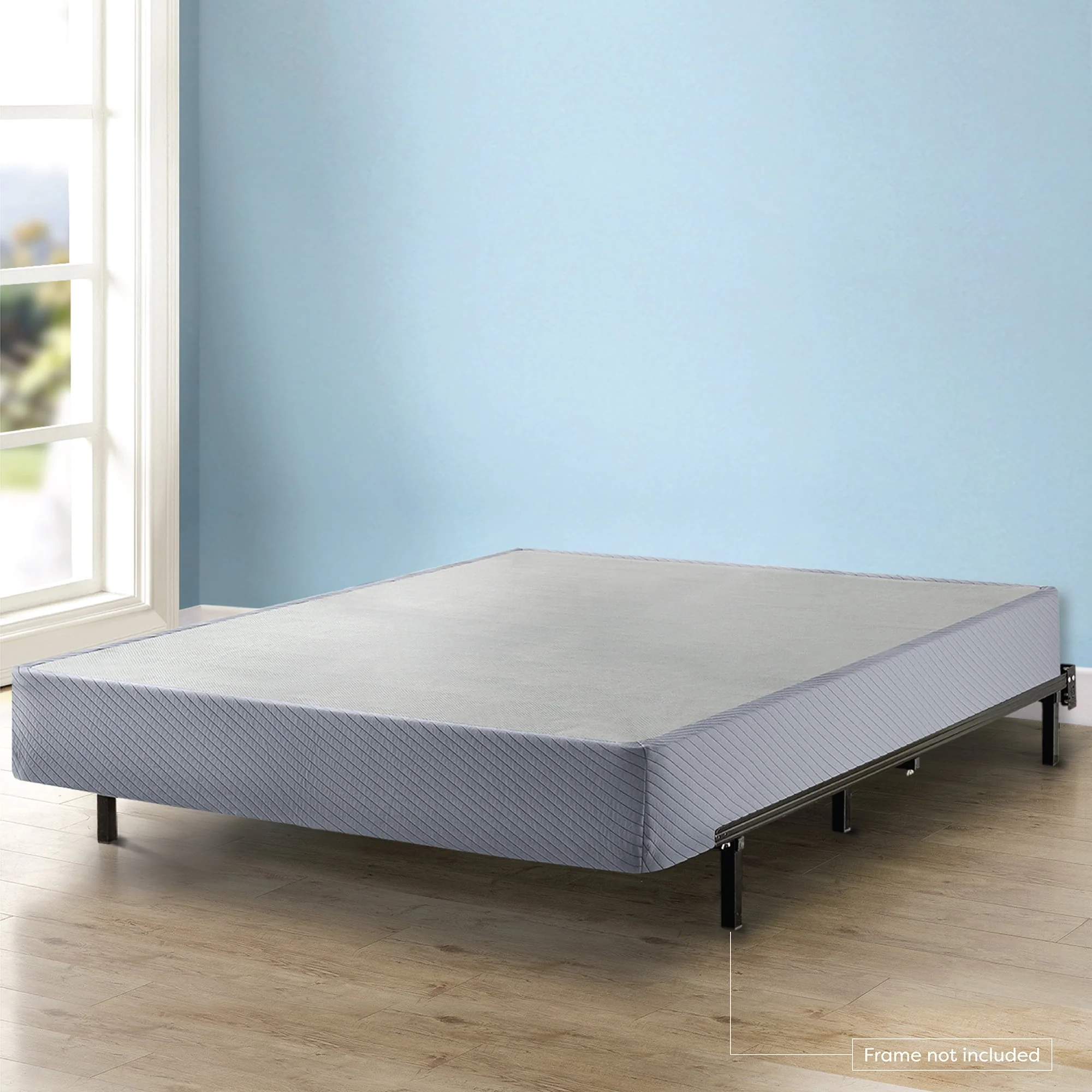Mellow 9 Box Spring, Heavy Duty Steel, Easy Assembly, Navy, Queen