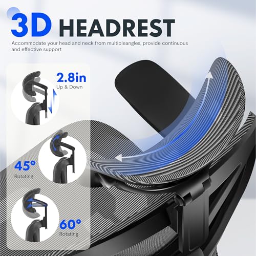 FLEXISPOT ErgoX Premium Ergonomic Office Chair with Footrest- Adjustable 3D Armrests, Dynamic Lumbar Support, Recline & Tilt Function, Mesh Seat