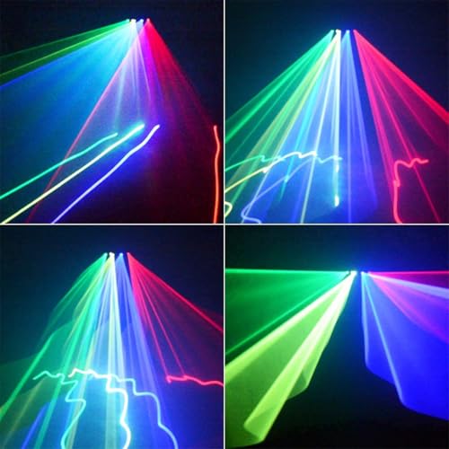 U`King Stage Laser Light, 5 Beam Sound Activated DJ Party Lights RGBYC LED Music Projector with Remote Control DMX for Dancing Birthday Bar Pub Stage