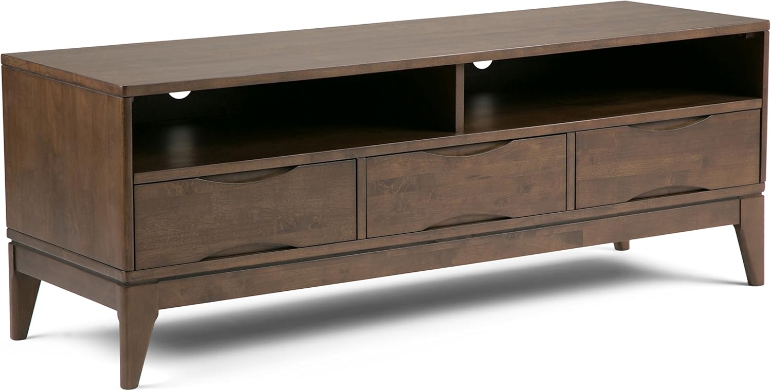 SIMPLIHOME Harper SOLID WOOD Universal TV Media Stand, 60 inch Wide,Industrial, Living Room Entertainment Center, Storage Shelves and Cabinets