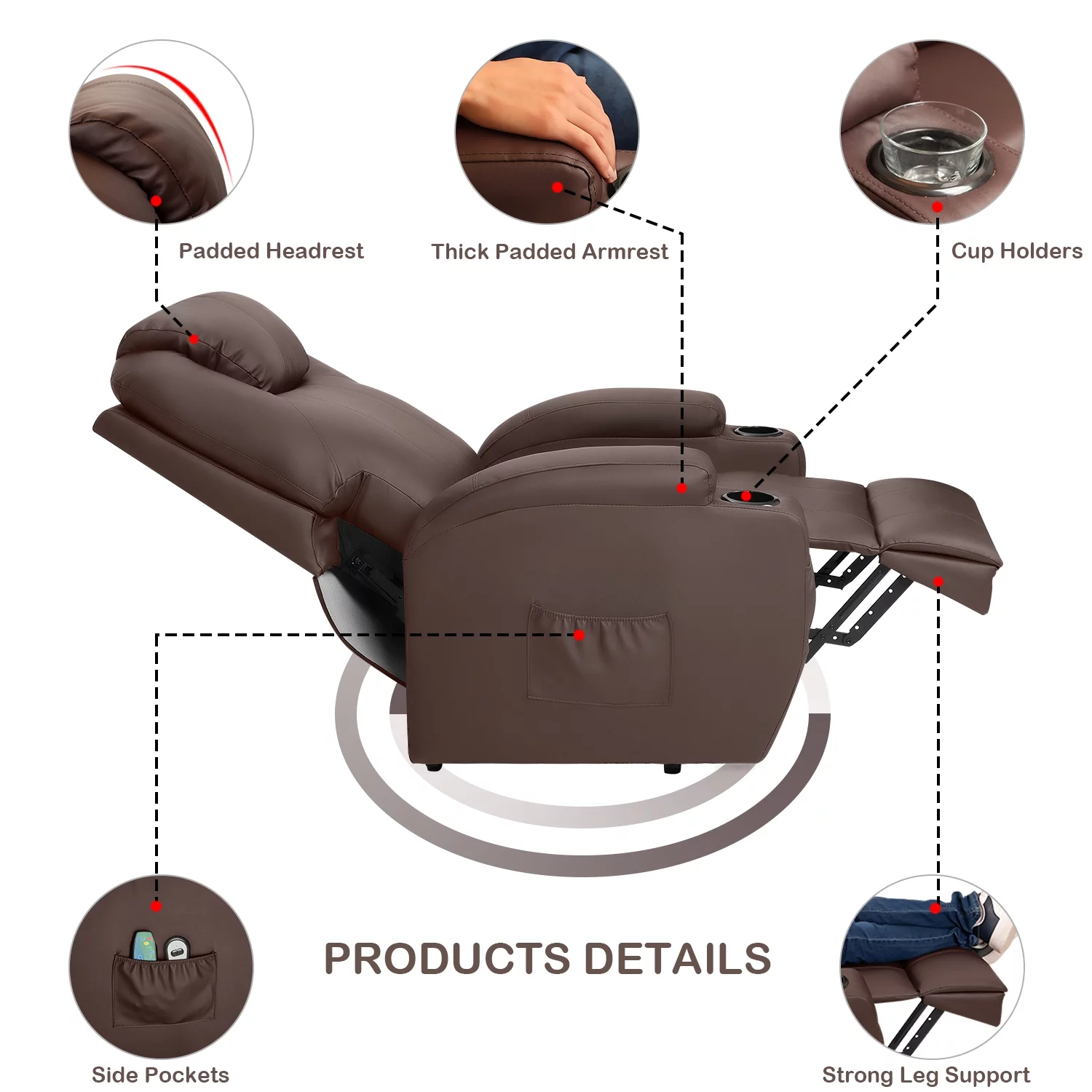Homall Power Lift Recliner Chair PU Leather for Elderly with Massage and Heating Ergonomic, Black