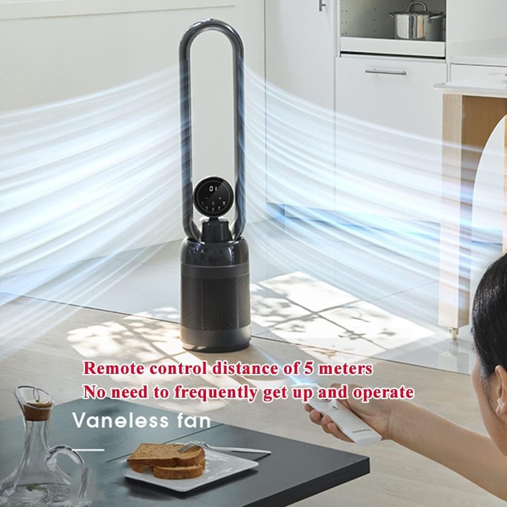 Standing Fan Humidification Function Tower Fan, Silent Circulation Air Purification Standing Fan, Home Bladeless Fan with Remote Control Quiet