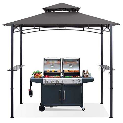 ABCCANOPY 8x5 Grill Gazebo - Outdoor BBQ Canopy Shelter with Led Light for Patio Backyard Grilling (Dark Gray)