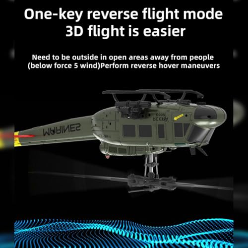 RC Helicopter for Adult, UH-1 Huey Remote Control Helicopter C032 1/48 Scale 2.4G 6CH RC Airplane Model
