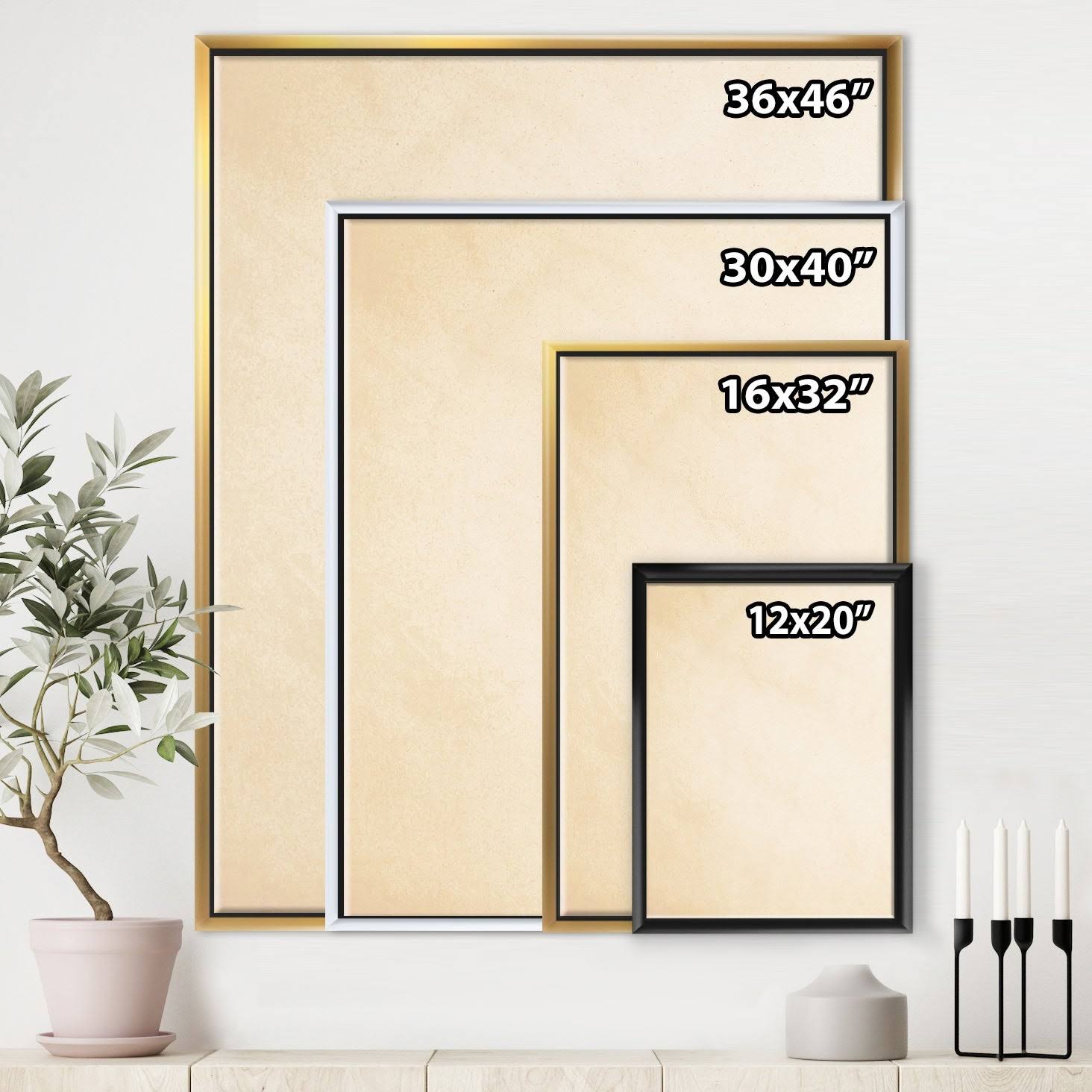Designart Minimalist Black and White II- Transitional Framed Canvas | FL30177-16-32-WH