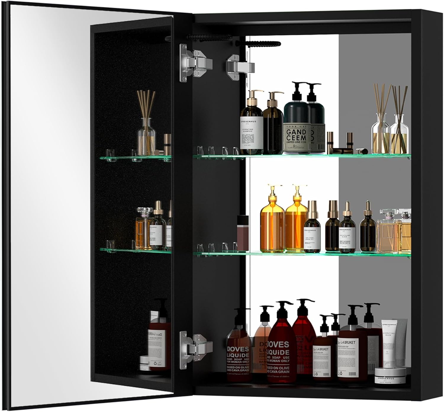 30x30 Inch LED Bathroom Medicine Cabinet Surface Mount Double Door Lighted Medicine Cabinet, Medicine Cabinets with Mirror Defogging Dimmer