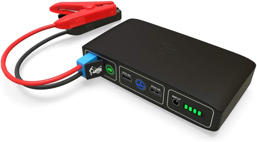 HALO Bolt Portable Car Jump Starter 57720 MWH Car Battery Jump Starter with 2 USB Ports To Charge Devices, Portable Car Charger - Matte Black