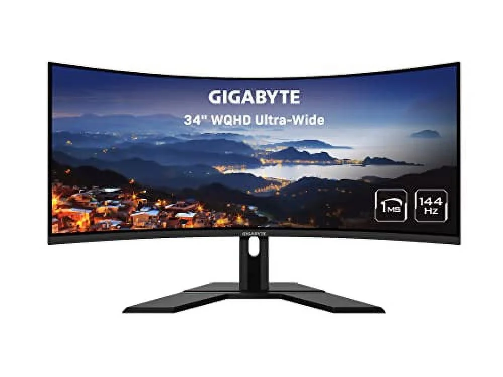 GIGABYTE G34WQC A 34" 144Hz Ultra-Wide Curved Gaming Monitor, 3440 x 1440 VA 1500R , 1ms (MPRT) Response Time, 90% DCI-P3, VESA Display HDR400