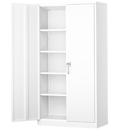 Greenvelly Steel SnapIt Storage Cabinet 72" Locking Metal Garage Storage Cabinet with 4 Adjustable Shelves, 2 Doors and Lock for File, Office, Garage