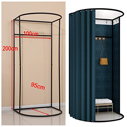 Don't Look At Me-Clothing Store Fitting Room With Shading Curtain,Portable Changing Room Divider - Black Frame