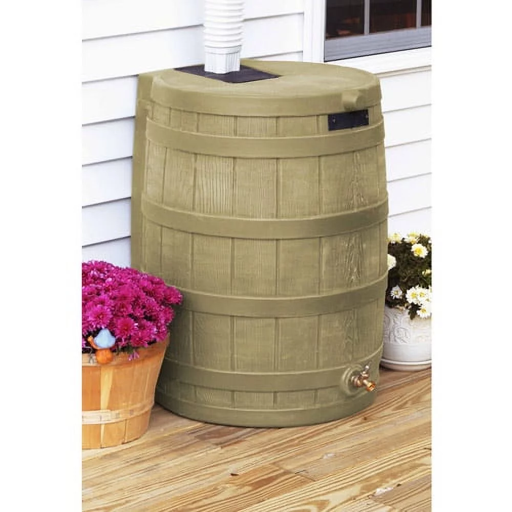 Good Ideas RW40-KHA Rain Wizard Rain Collection Barrel 40-Gallon, Khaki - Radiant Selections