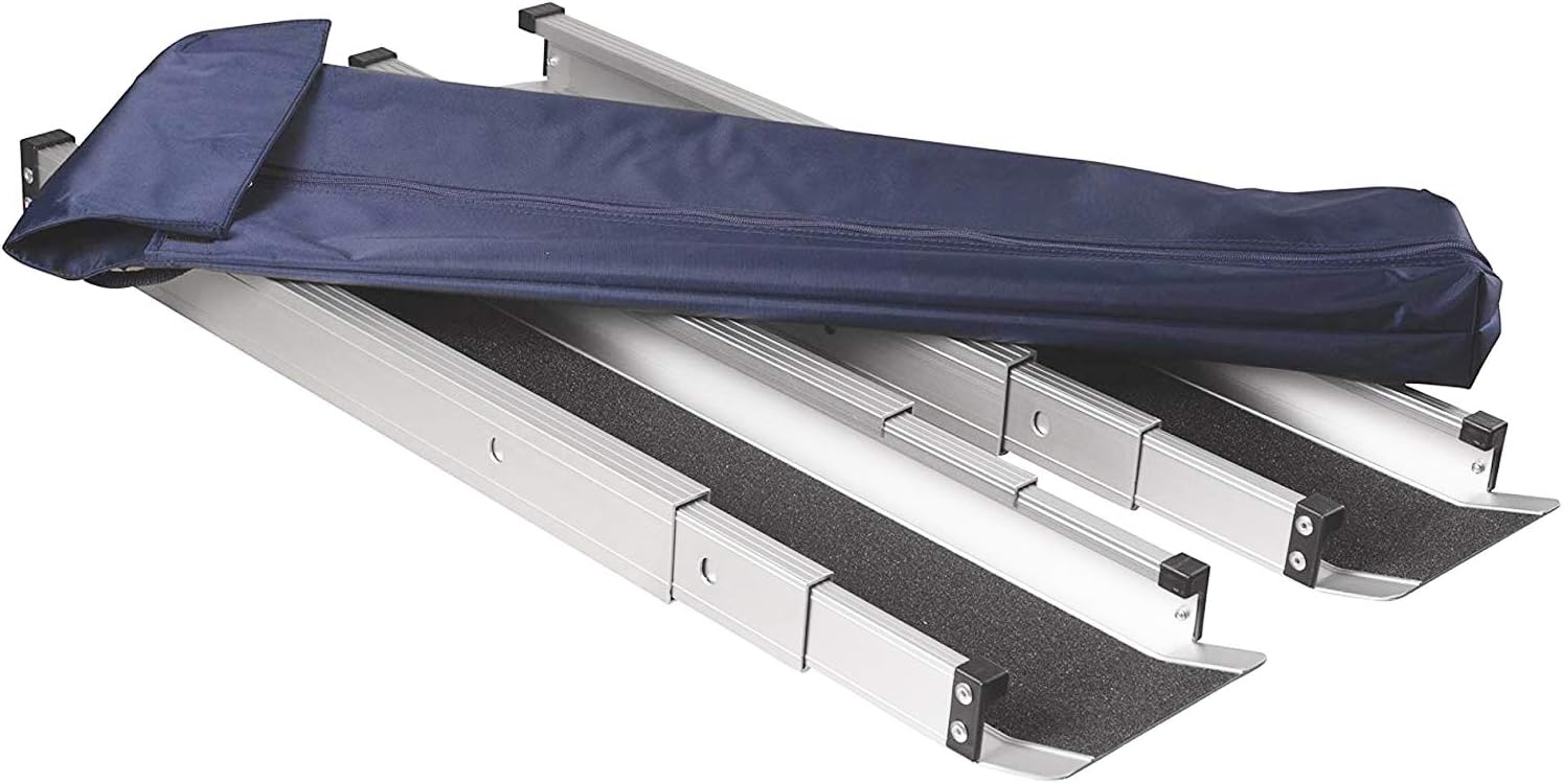 DMI Wheelchair Ramp,Entry Ramp,Threshold Ramp and Handicap Ramp is Portable and Adjustable from 3-5 Ft Long, 4.5 In Wide for Entryway,Doors,Steps